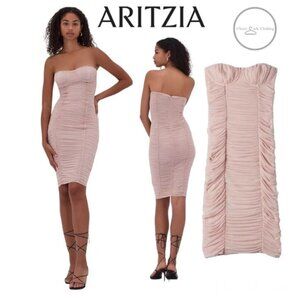 Aritzia Babaton Luxor Strapless Ruched Dress Sized 10